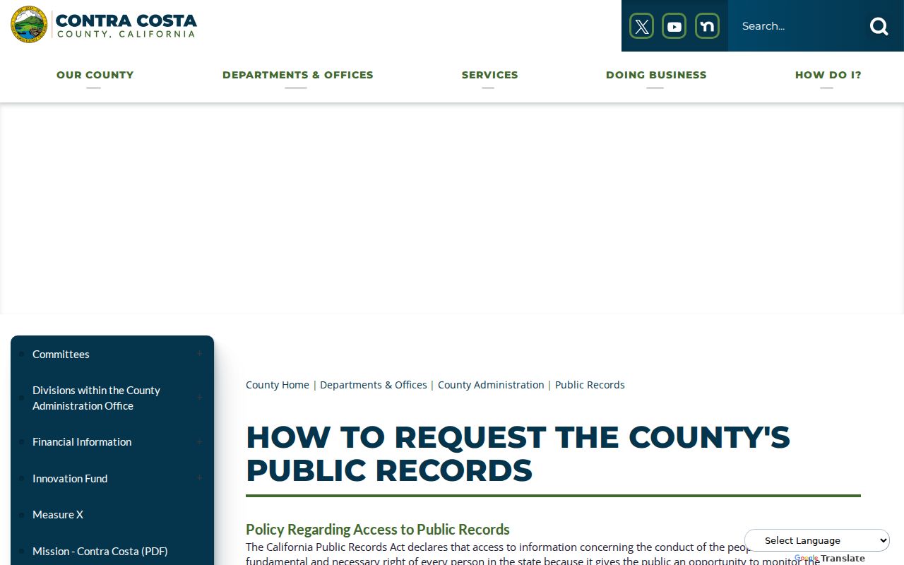 Brentwood public records Contra Costa CPRA request guidance
